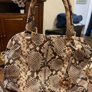 Michael Kors Astor Studded Embossed Leather Satchel